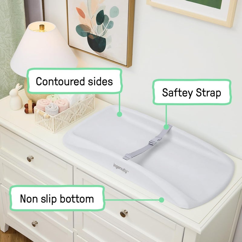 ingenuity Comfy Clean Changing Pad, Waterproof EVA Foam, Easy-Wipe Cushion with Safety Strap & Non-Slip Bottom, Fits Standard 31 in x 17 in Tables, Newborn & Up - Image 2